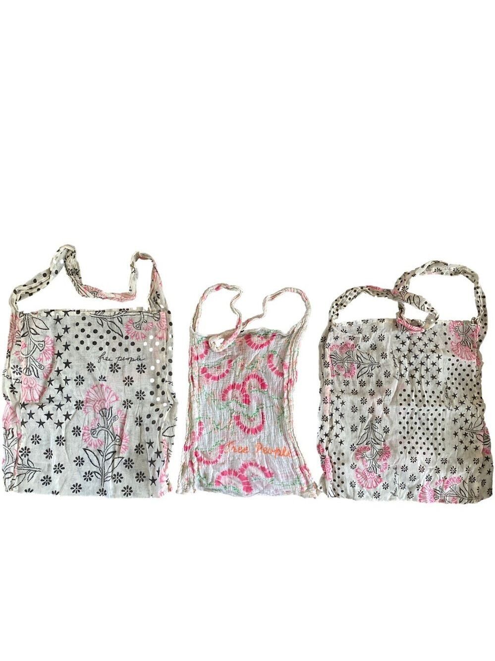 Women's Free People Bags/Dust Bags One Size lot of 3 White Pink